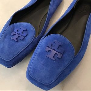 Tory Burch Jelly Blue Suede Flats - Brand New